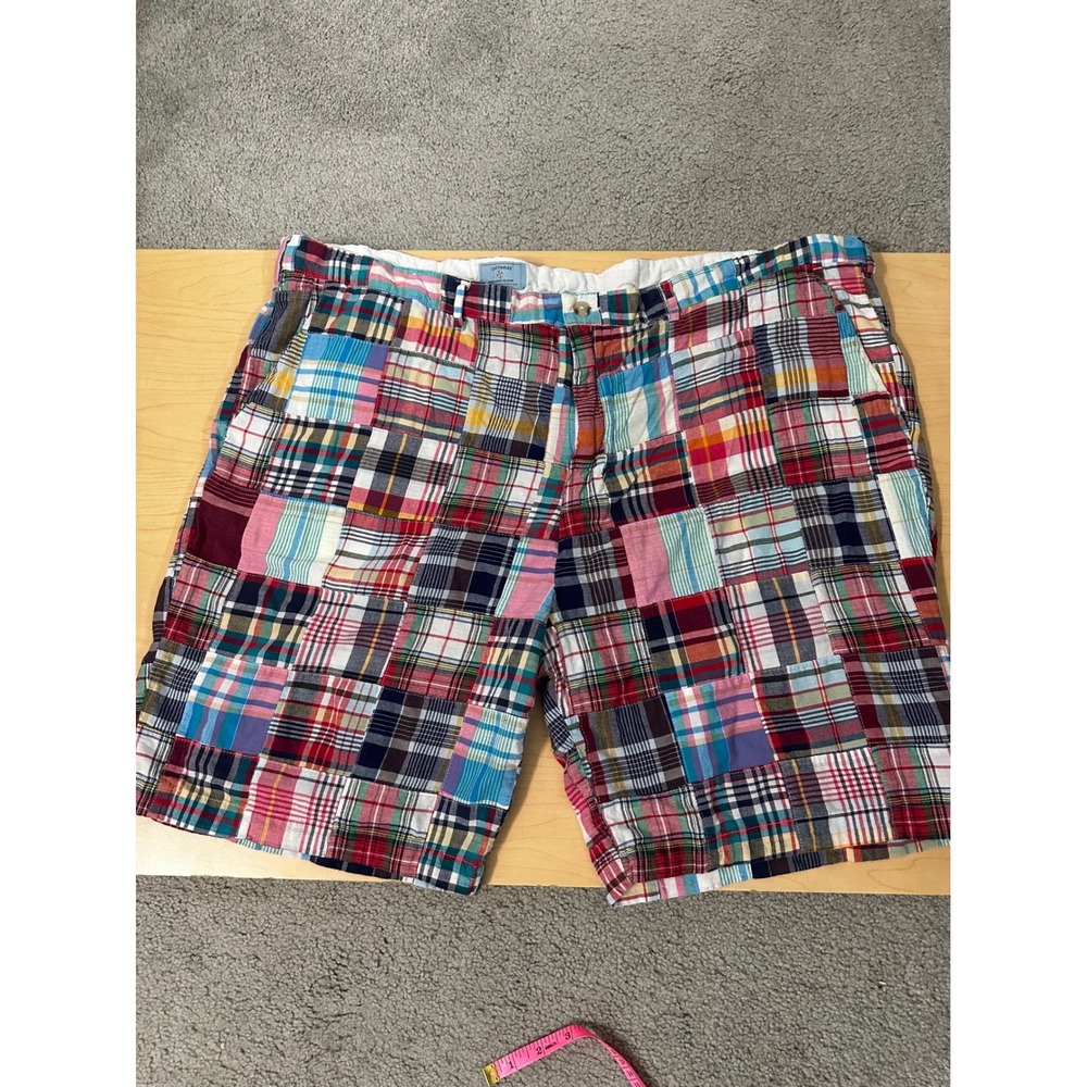 Castaway Nantucket Island Mens Patchwork Madras Plaid Shorts Size 46 Multi-Color
